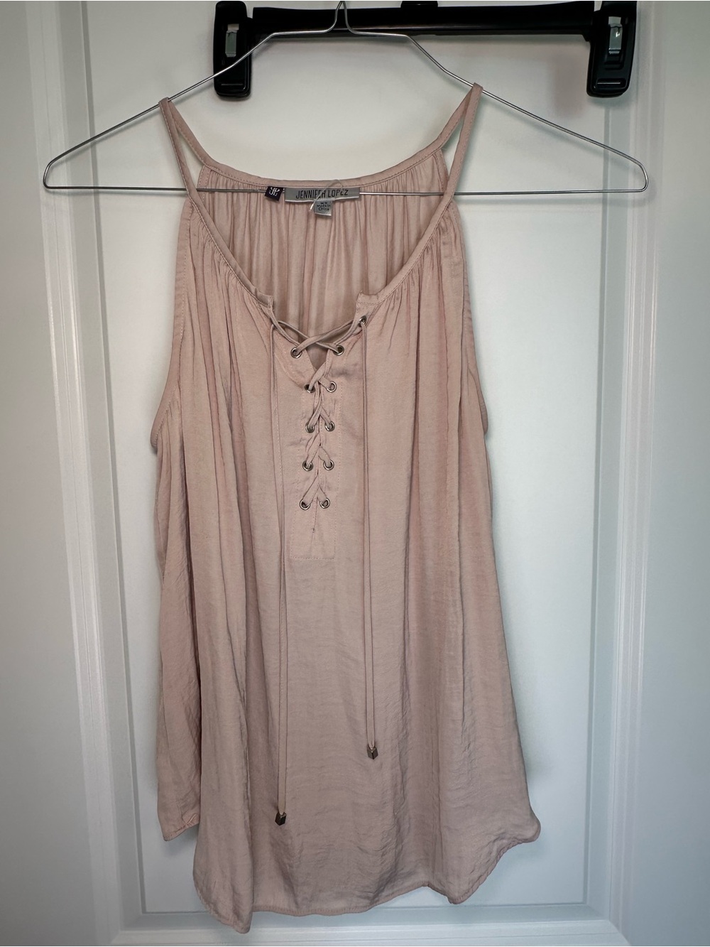 Jennifer Lopez Dusty Blush Lace-Up Spaghetti Strap Camisole